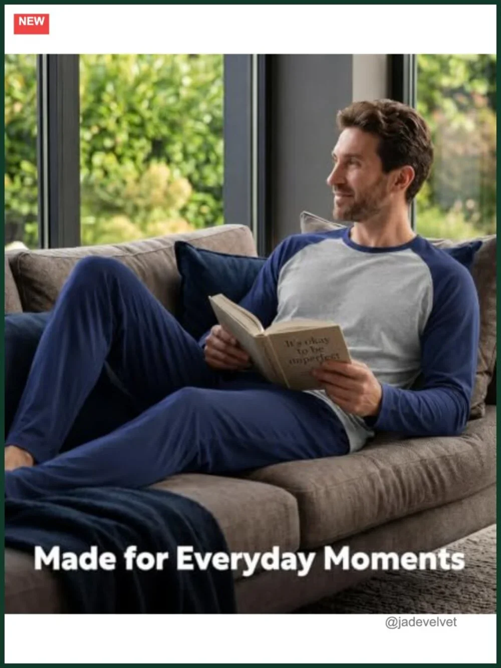 Men's Long Sleeve Pajama Set with Pockets, Soft Cotton Sleepwear